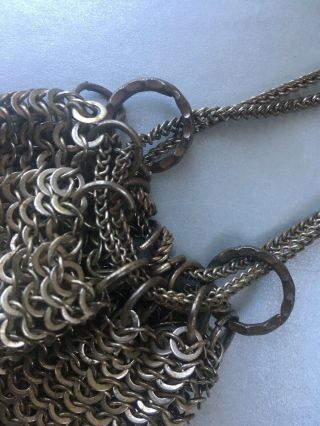 Antique Victorian Chainmail Chain Link Metal Purse,  Chatelaine,  Drawstring Bag 5