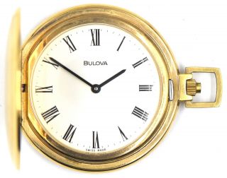 Bulova Watch Co 17j Swiss Pocket Watch Gold Tone Hunters Case Model 10 - Eb N9
