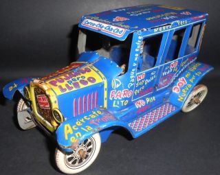 Rare Vintage Plastimarx Louis Marx Jalopy Wind - Up Tin Toy Mexico 50s