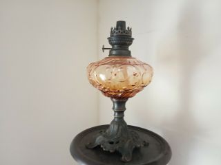 Antique Victorian Vintage Oil Lamp No Shade Gorgeous Art Nouveau Bronze Base