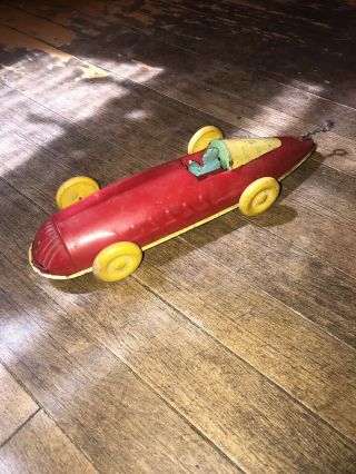 Vintage 1920s Tin Toy Wind Up Race Car Rare Pat.  No.  1014438