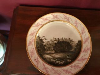 Windsor Castle Hand Painted English Porcelain Plate,  Late 18th Or Early 19th Cen