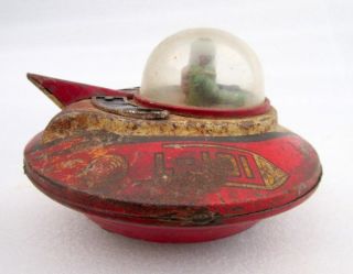 Vintage Old Rare Wind Up Fire Sparkling L 101 Space Ship Litho Tin Toy Japan? 5