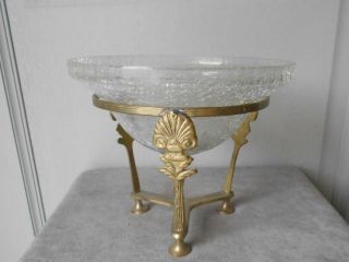 Antique French BRONZE & GLASS footed BOWL RING STAND / CENTER PIECE 2