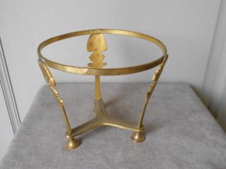 Antique French BRONZE & GLASS footed BOWL RING STAND / CENTER PIECE 5