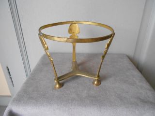 Antique French BRONZE & GLASS footed BOWL RING STAND / CENTER PIECE 6