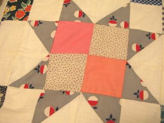 Vintage HAND STITCHED Quilt Top STAR Pattern FEEDSACK? 72 