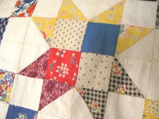 Vintage HAND STITCHED Quilt Top STAR Pattern FEEDSACK? 72 