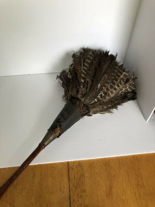 Antique Hand Made Black Hawk Feather Duster