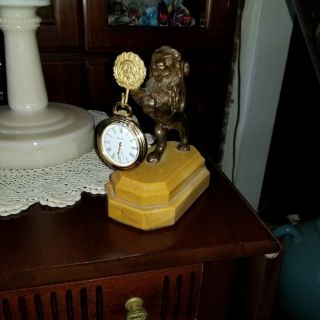 Vintage Pocket Watch Stand With Modern Bulova Battery Operated Pocket Watch