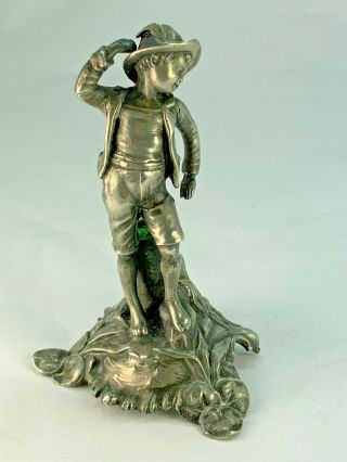 Antique 19th Century Figural Metal Bud Vase Holder