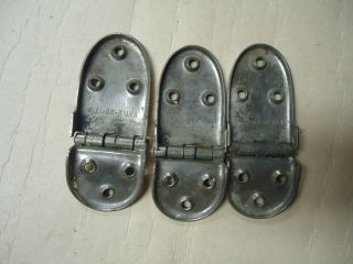 ANTIQUE ICE BOX HINGES,  WHITE BRASS or NICKEL,  PAT.  2 - 23 - 1915 2