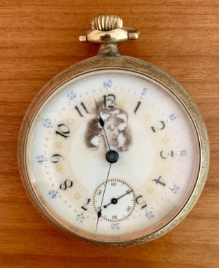 Antique Waltham Pocket Watch Fancy Enamel Dial Gold Filled Running
