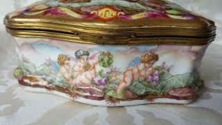 Antique French Porcelain High Relief HP Dresser Box Capo dia Monte N crown 2