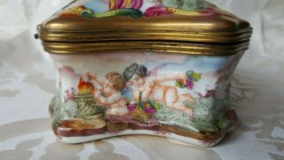 Antique French Porcelain High Relief HP Dresser Box Capo dia Monte N crown 5