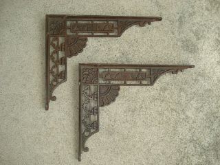 Pair Antique Victorian Style Wall Shelf Brackets Very Ornate & Detailed