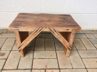 Vintage Antique Primitive Wood Milk Bucket Bench Plant Stand Mud Room Country