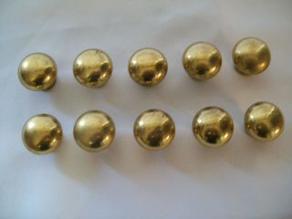 Vintage Set Of 10 Solid Brass Cabinet Knobs 1 1/4 " Diameter Almost 1/4 Lb.  Each