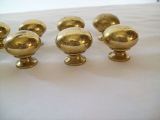Vintage Set of 10 Solid Brass Cabinet Knobs 1 1/4 