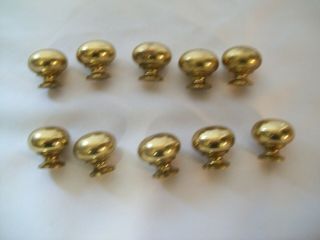 Vintage Set of 10 Solid Brass Cabinet Knobs 1 1/4 