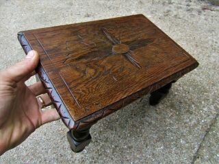 1920s Carved & Turned Oak Foot Stool - Barley Twist Footstool Chair Table Box