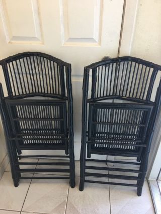 Vintage Mid - Century Bamboo Folding Chairs Rattan Wicker Chippendale