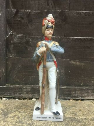 Vintage Sandizell Dresden Porcelain Figurine Napoleonic Hussar Soldier 8 3/4 " H
