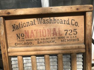 Antique/vintage National Washboard Co.  No.  725 Galvanized Tin Ready To Hang