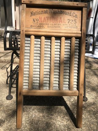 Antique/Vintage NATIONAL WASHBOARD Co.  No.  725 Galvanized Tin READY TO HANG 2