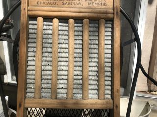 Antique/Vintage NATIONAL WASHBOARD Co.  No.  725 Galvanized Tin READY TO HANG 3