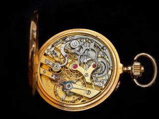 L.  LEROY & Cie Paris,  No 65942,  chronograph 18K gold,  enamel dial,  circa 1900 10