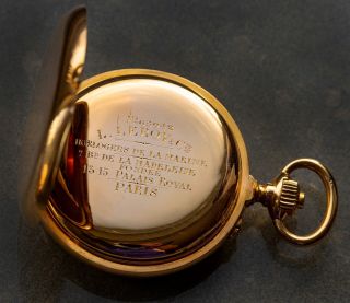 L.  LEROY & Cie Paris,  No 65942,  chronograph 18K gold,  enamel dial,  circa 1900 5