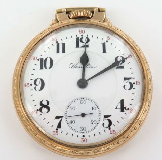 . 1925 Hamilton 992 16s 21j 5 Adj Railroad Grade 10k G.  F Pocket Watch.