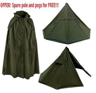 Size 1 Polish Army Lavvu Set Of 2 Heavy Duty Canvas Ponchos Cold War Era