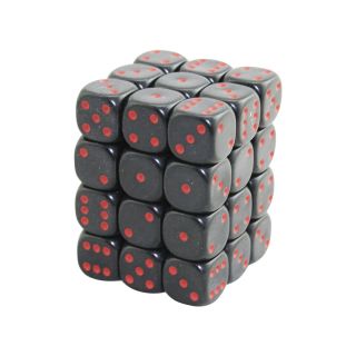 12mm D6 Black With Red Dots Dice Set (x36)