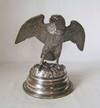 Fine Antique Eagle Figure: Silver Plated Metal: C19th 19cm High.