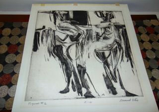 Mid Century Modernist 1961 Abstract Print Signed Samuel Otis
