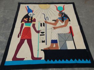 Antique 19th Century Egyptian Hand Made Tapestry 88x93cm (e6)