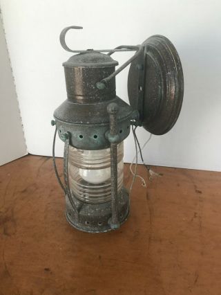 Antique Brass Nautical Wall Light Fixture Jelly Jar Shade Vintage