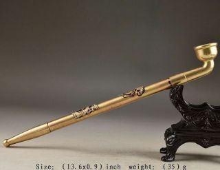 Chinese Old Copper Hand - Carved Dragon Phoenix Smoking Tool A02