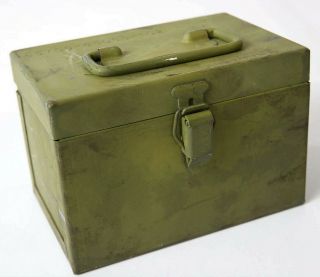 Vintage Metal Green Small Storage Ammo File Box Heavy Duty Collectible 2