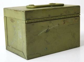 Vintage Metal Green Small Storage Ammo File Box Heavy Duty Collectible 4