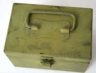 Vintage Metal Green Small Storage Ammo File Box Heavy Duty Collectible 5