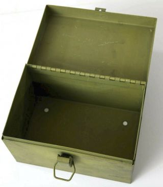 Vintage Metal Green Small Storage Ammo File Box Heavy Duty Collectible 7