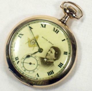 Antique Masonic 1910 South Bend 419 Double Roller 12s 17j Pocket Watch Running