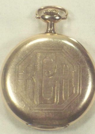 ANTIQUE MASONIC 1910 SOUTH BEND 419 DOUBLE ROLLER 12s 17J POCKET WATCH RUNNING 5