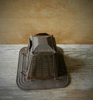 Old Vintage Tin Antique Primitive 4 Slice Bread Toaster Open Flame Hearth 5