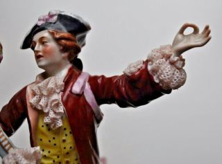 Dresden Lace Figurine Dancing Courting Couple 8 1/2 