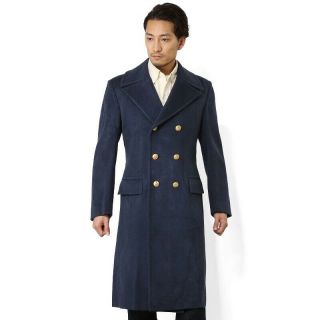 Vintage Italian Air Force Blue Wool Greatcoat Trench Coat Overcoat Trenchcoat