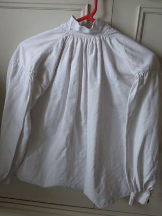 Antique French hand made white linen/heavy cotton embroidered smock 4